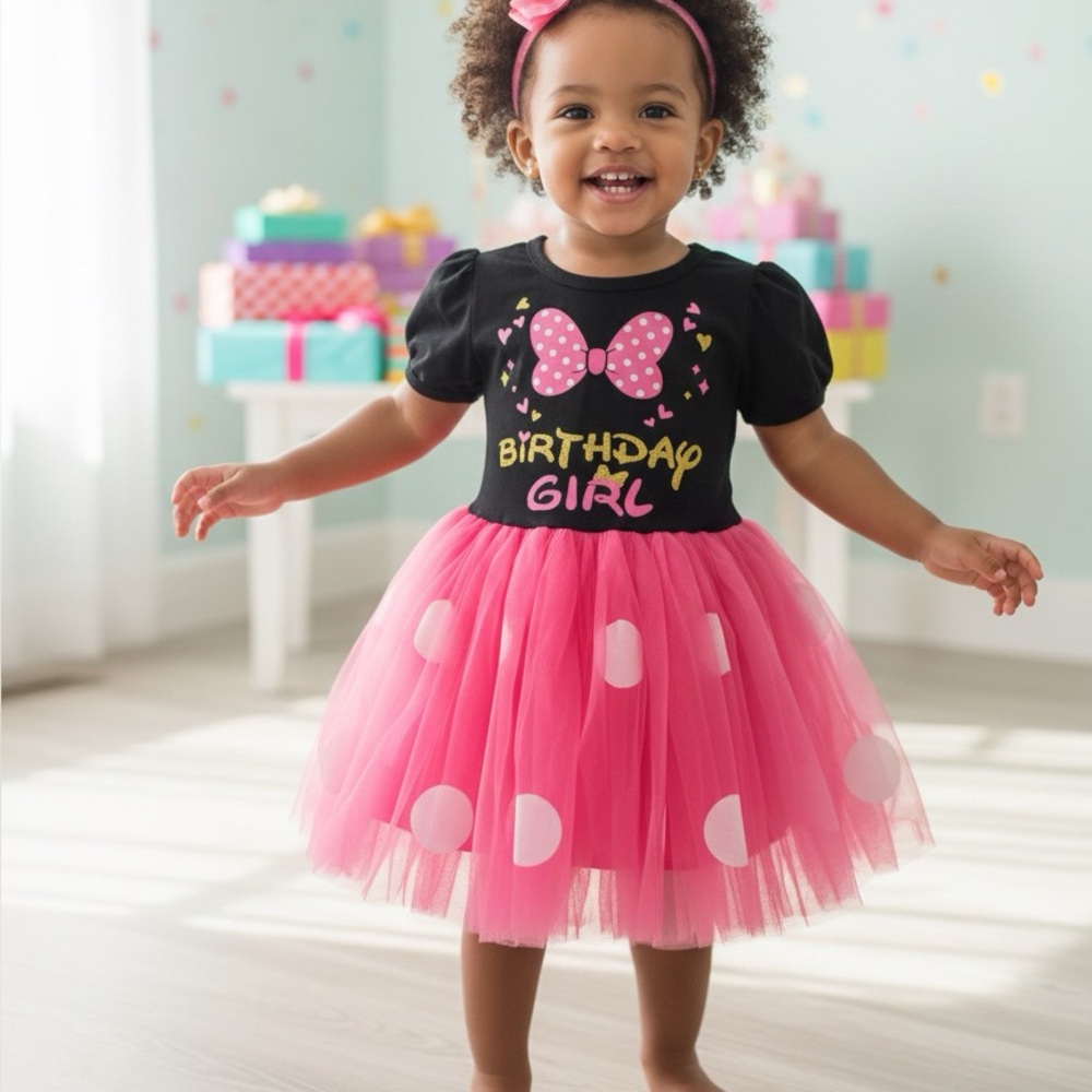 Pink‎ and Black Birthday Girl Dress